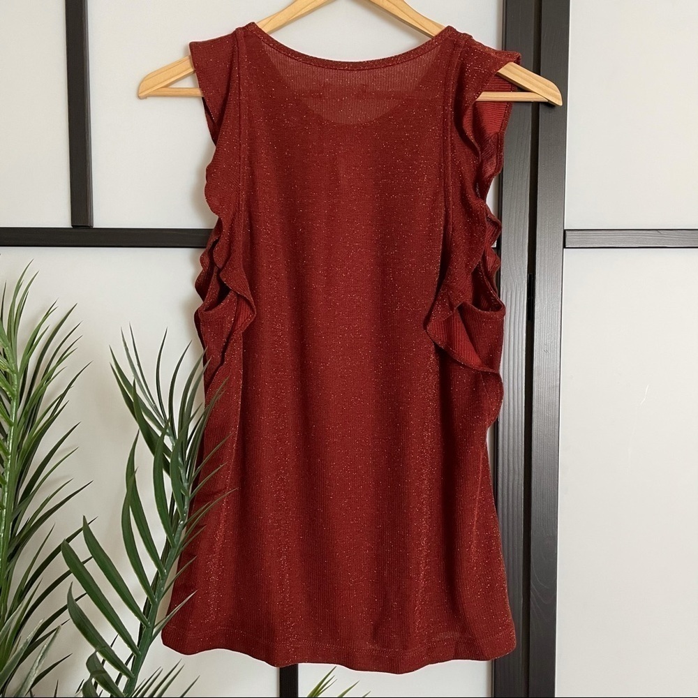 Madewell Metallic Ruffle Tank Rust Size Medium - Picture 4 of 6